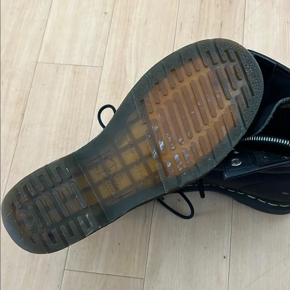 Dr. Martens Black and Yellow Combat Boots with Chunky Sole - Picture 14 of 16